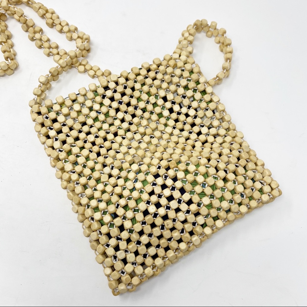 Anthropologie wooden beaded crossbody bag - Picture 2 of 3